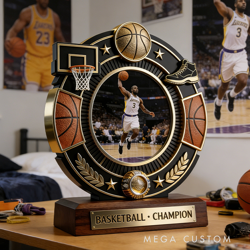 Personalized Basketball Sport Photo Album Custom Photo and Message Elegant Acrylic Decor Perfect Dynamic Holiday Gift