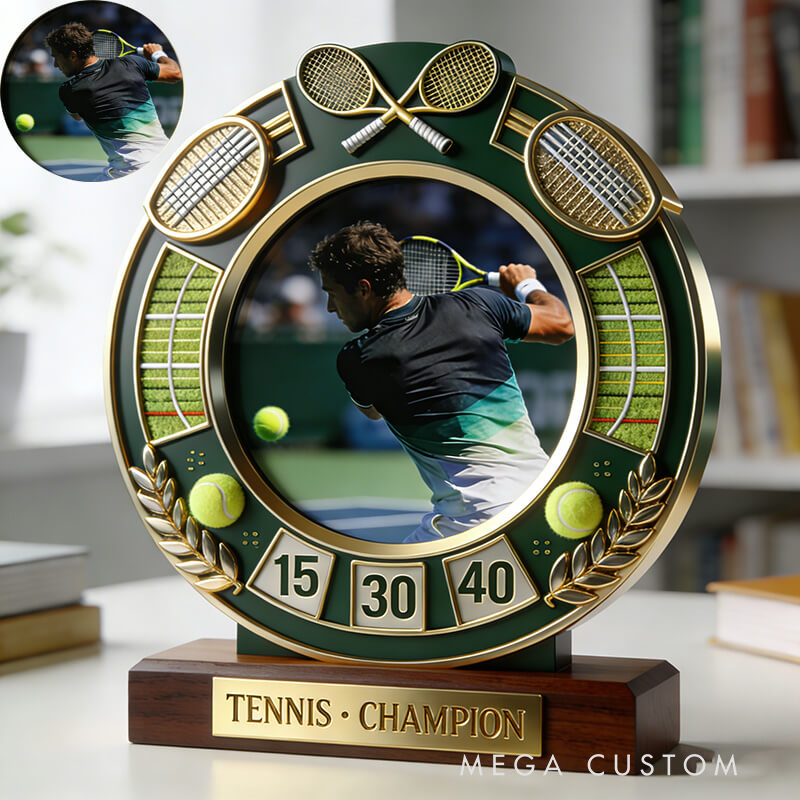 Personalized Tennis Sport Photo Album Custom Photo and Message Elegant Acrylic Decor Perfect Dynamic Holiday Gift