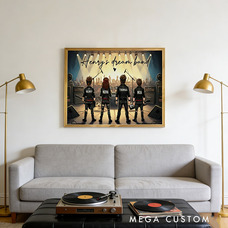 Personalized Retro Rock Dream Band Home Decor Poster with Photo and Name Gift for Fans Familys Friends Dad Mother Husband Son