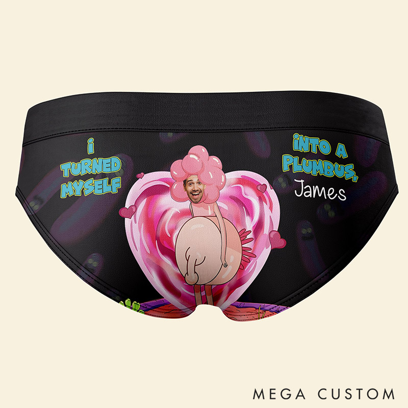 Personalized Couple Face Matching Boxer Brief Men Women I Turned Myself into a Plumbus Underwear with Face Photo Valentines Day Gift for Him Her