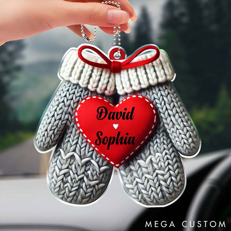 ersonalized Warming Hearts Couple Acrylic Car Ornament for Girlfriend Boyfriend Valentine's Day Gift for couple Gift for Wife Husband