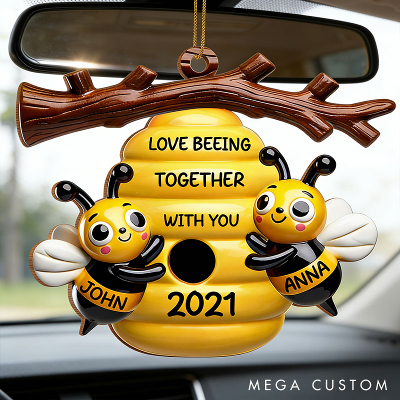 Personalized Love Beeing Together with You Acrylic Car Ornament with Name Year Valentine's Day Gift for couple Anniversary Gift for Him Her