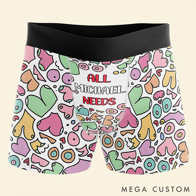 Personalized Couple All His Her Wants Matching Boxer Brief Men Women Underwear with Name Valentines Day Gift for Boyfriend Girlfriend Husband Wife