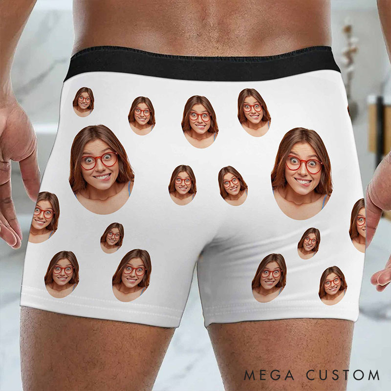 Personalized Girlfriend Wife Face Boxer Brief Men World's Greatest Cock Underwear with Woman Face Photo Valentines Day Gift for Boyfriend Husband