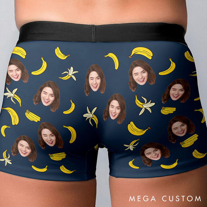Personalized Girlfriend Wife Face Boxer Brief Only Her Can Eat This With Bananas Men Underwear with Photo Valentines Day Gift for Boyfriend Husband