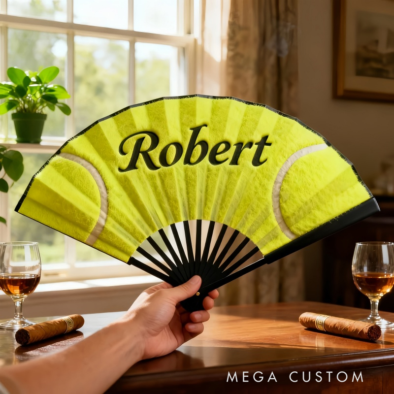 Personalized Tennis Pattern Fan the Perfect Gift for Tennis Lovers