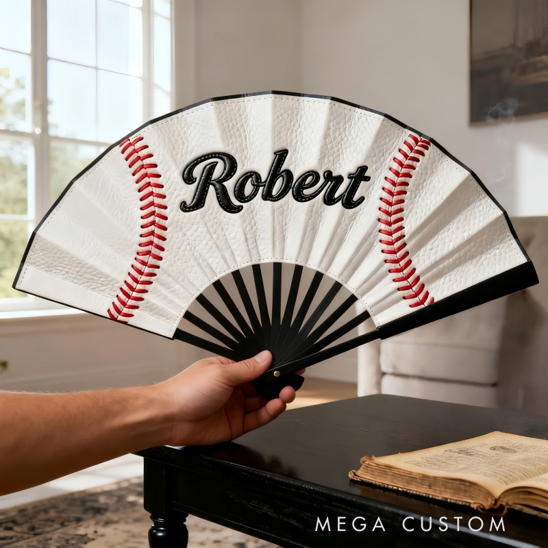Personalized Baseball Pattern Fan the Perfect Gift for Baseball Lovers