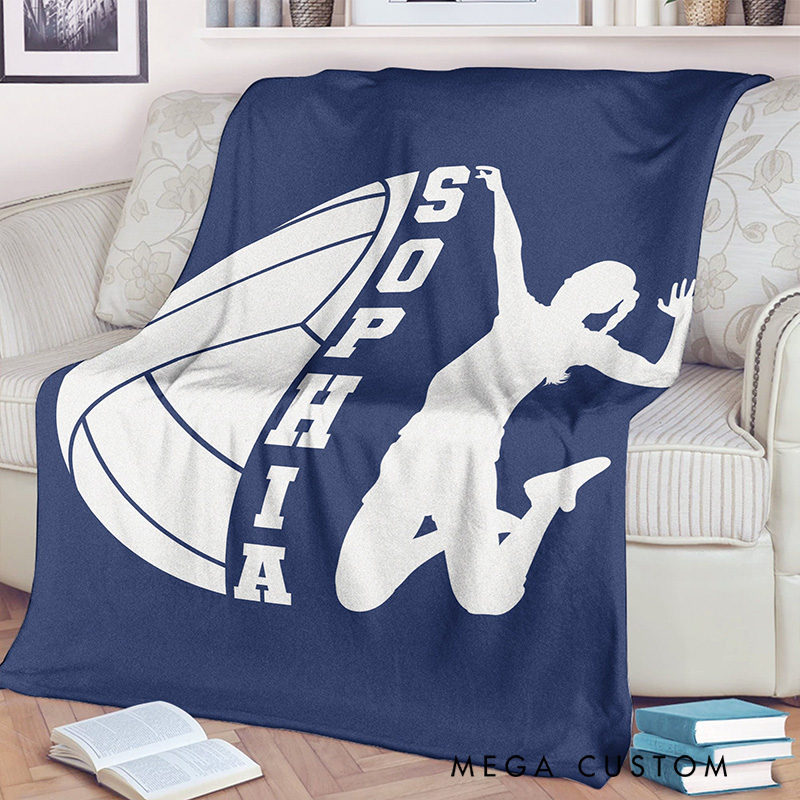 Personalized Volleyball Blanket with Custom Name and Graffiti Design for Volleyball Fans
