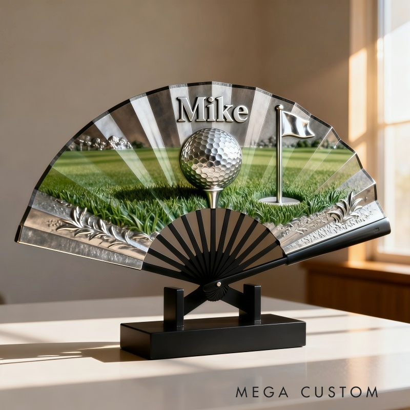 Personalized Golf Pattern Fan the Perfect Gift for Golf Lovers