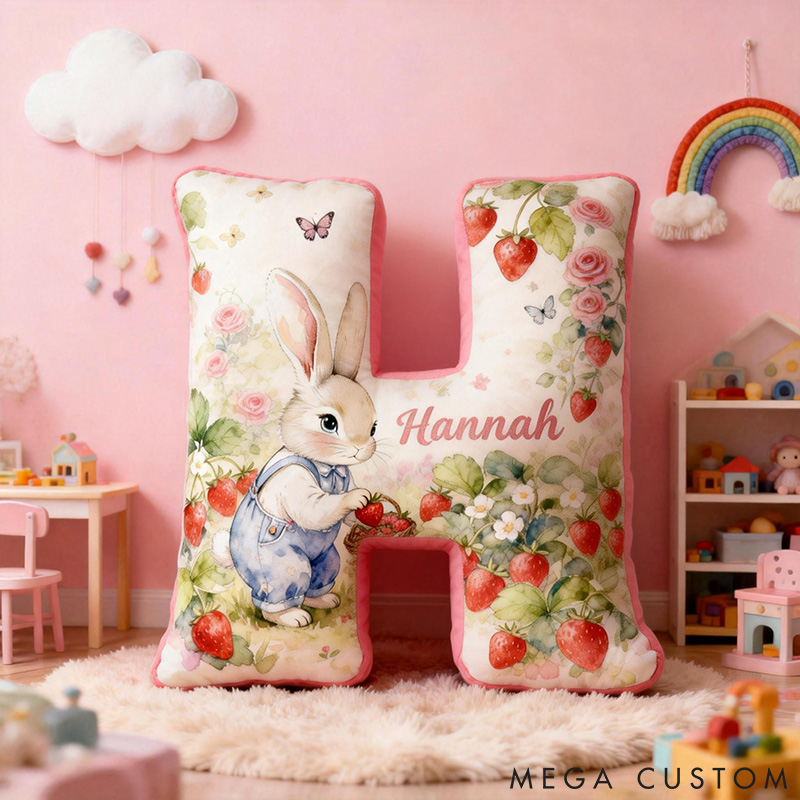 Personalized Pet Lover Funny Strawberry Picking Rabbit Graphic 3D Print Pillow