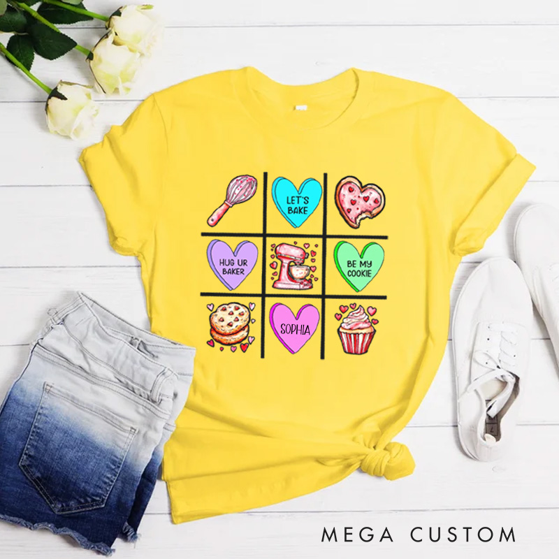Personalized XOXO Baking Classic T-shirts Let's Bake Tshirt with Name Be My Cookie Tee Valentine's Day Gift for Women Baking Lover Her