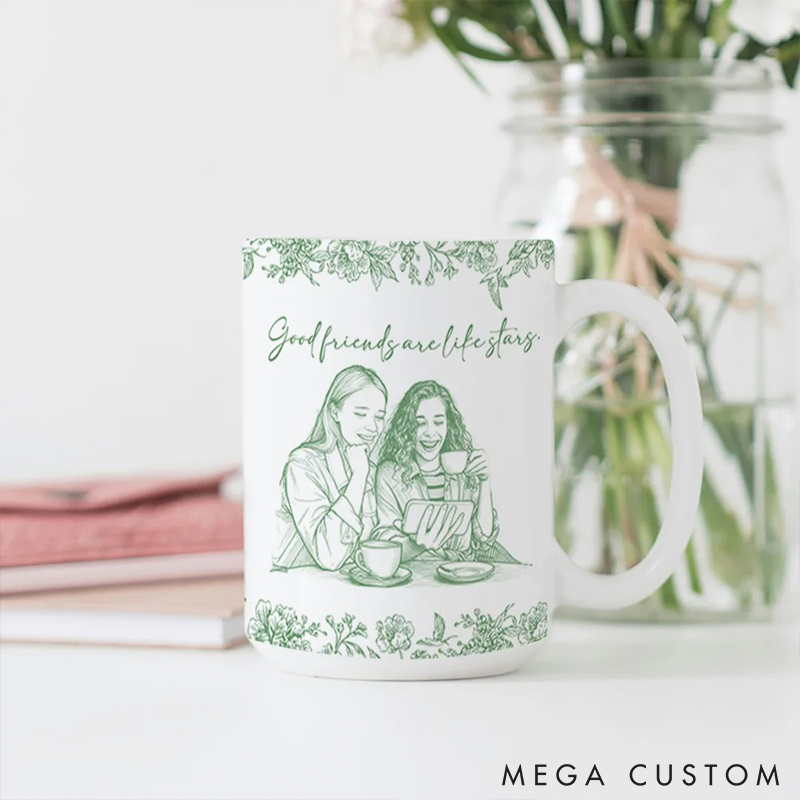 Personalized Custom Photo Art Mug with Name Bestie Mug Valentine's Mug Galentine's Day Gift for Friendship Anniversary Mug for Bestie
