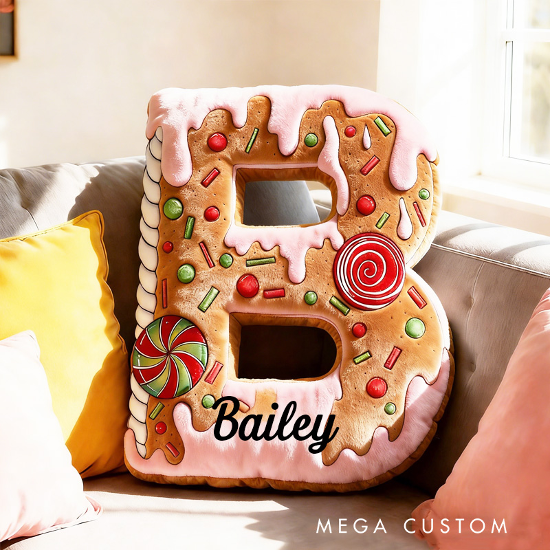 Personalized Cake Alphabet Throw Pillow Graphic 3D Print Letter Pillow Custom Kids Cookie Pillow with Name for Kids Birthday Gift