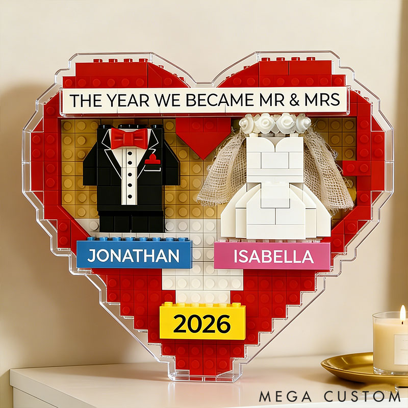 Personalized Wedding Keepsake Acrylic Plaque Custom The Year We Became Mr. and Mrs. Acrylic Plaque 3D Puzzle Effect Graphic Plaque