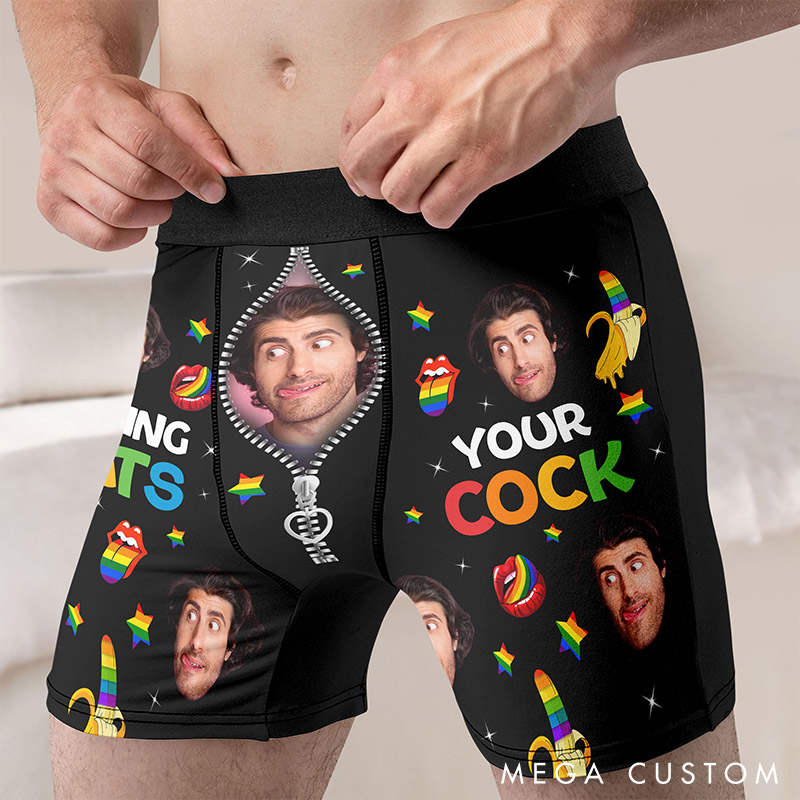 Personalized Photo Gifts for LGBT Men's Boxers Custom Funny Boxer Briefs Nothing Beats Your Cock LGBTQ Valentine's Gift for Him