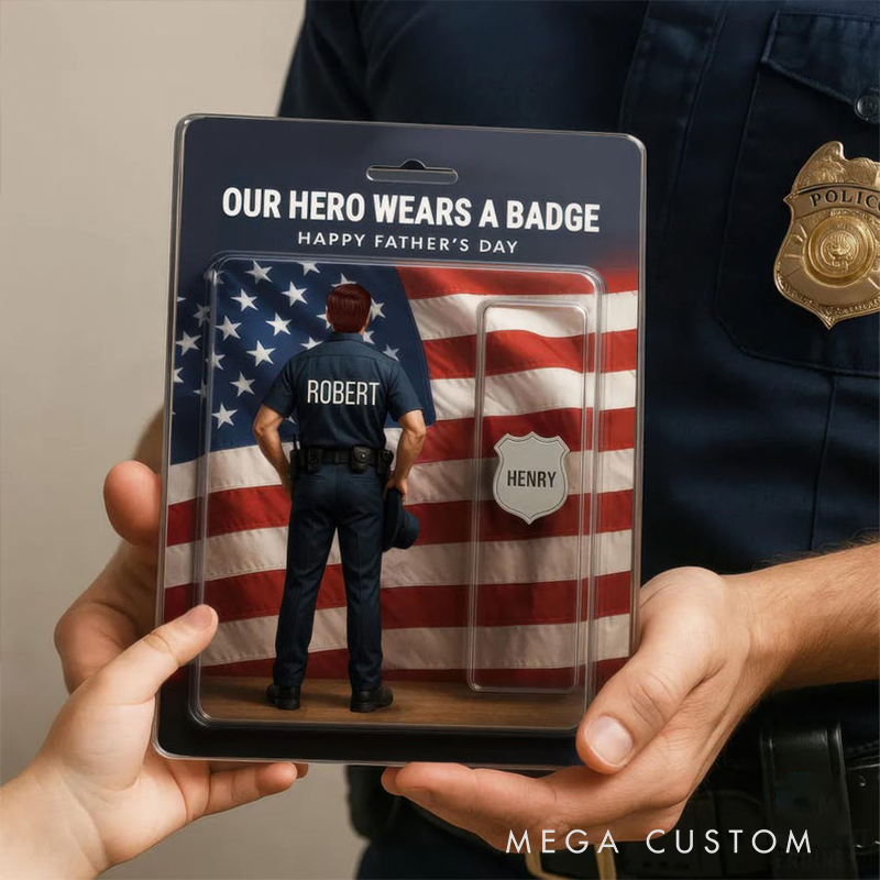 Personalized Police Gifts Custom Name Hero Badge Acrylic Plaque Gift for Dad Husband or Officer Desk Decor