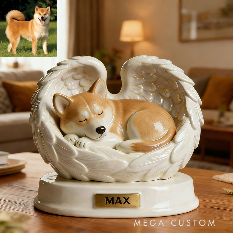 Personalized Angel Wings Desktop Pet Tribute a Beautiful Way to Honor Your Pet's Memory