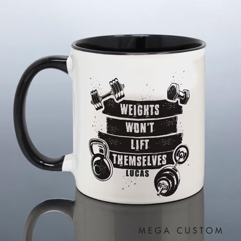 Personalized Fitness Mug Funny Gym Dad Birthday Gift Men Christmas Gift Training Fitness Instructor Cup Him Bodybuilder Weightlifting Weights for Fitness Enthusiasts Bodybuilders and Gym Lovers