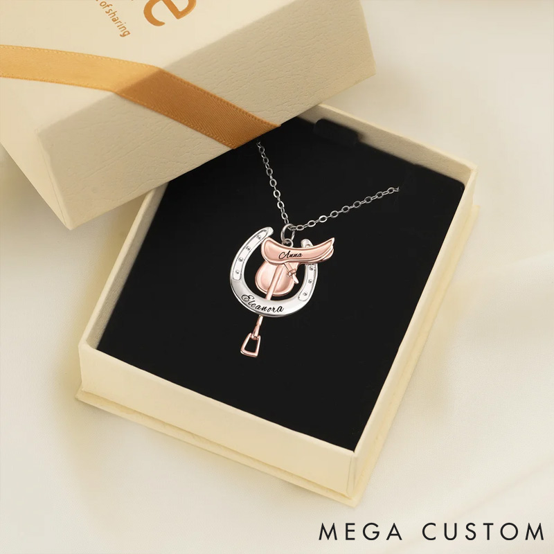 Personalized Pet Lover Horseshoe Saddle Protective Necklace  Dainty Jewelry Birthday Anniversary Gift for Horse Lovers Necklace