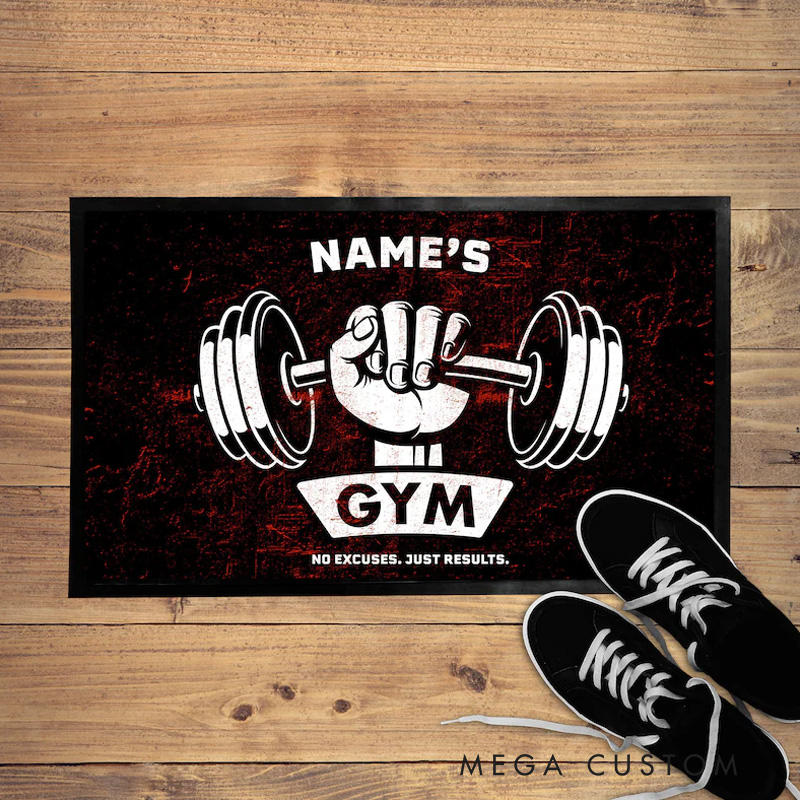 Personalized Home Gym Doormat Name Custom Gifts Present for Gym Lovers