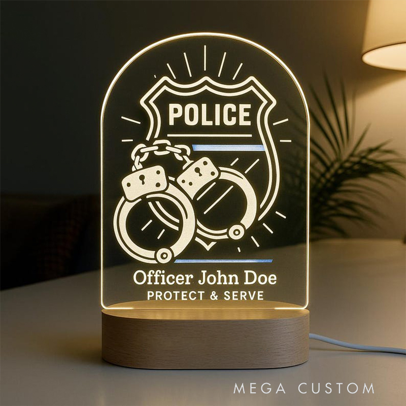 Personalized LED Gifts Custom Name Profession Night Light Acrylic Lamp for Police Firefighter Chef Teacher Nurse Office Decor