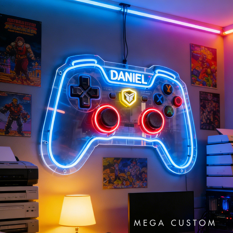 Personalized Gaming Controller with Neon Accents the Perfect Gift for Gamers