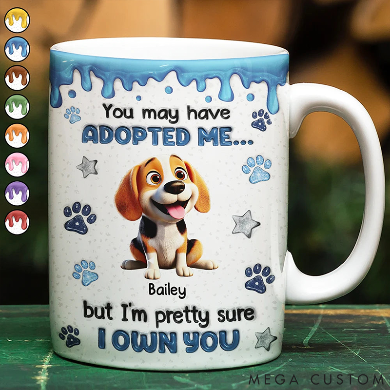 Personalized Pet Lover You May have Adopted Us 3D Effect Dog Cat Gift for Pet Lover for Cat Lover Mugs