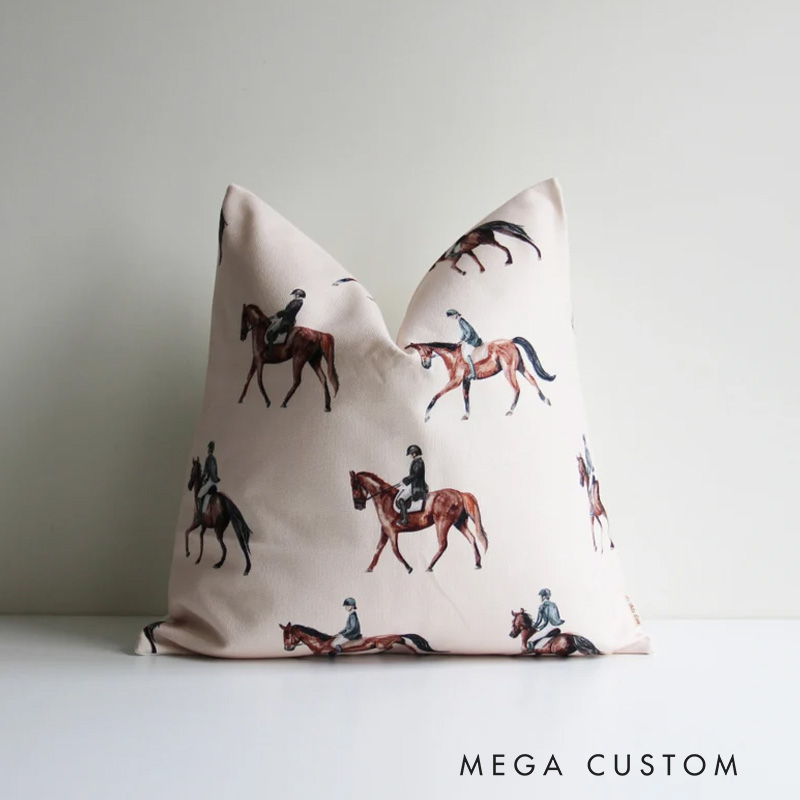 Personalized Horse Riding Farmhouse Equestrian Throw Pillow Bedroom Throw Cushion for Riding Lovers Equestrian Lovers