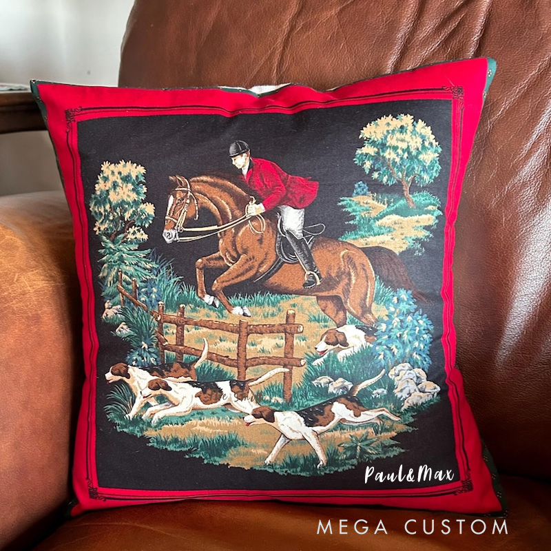 Personalized Equestrian Throw Pillow Horse Fox Hunting Pillow Cover Equestrian Decor for Riding Lovers Equestrian Lovers