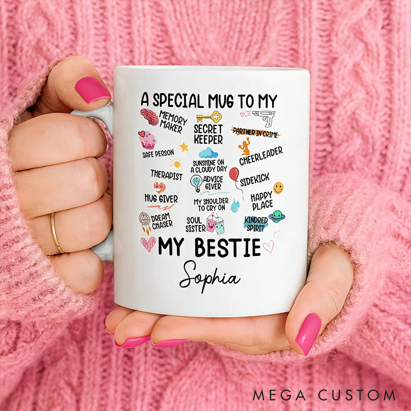 Personalized Sepcial Mug to My Bestie Mug with Name Valentine's Mug Galentine's Day Gift for Friendship Anniversary Mug for Bestie