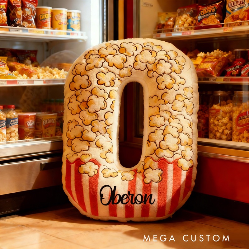 Personalized Popcorn Alphabet Throw Pillow Graphic 3D Print Letter Pillow with Name for Kids Boys Girls Family Baker Christmas Gift 