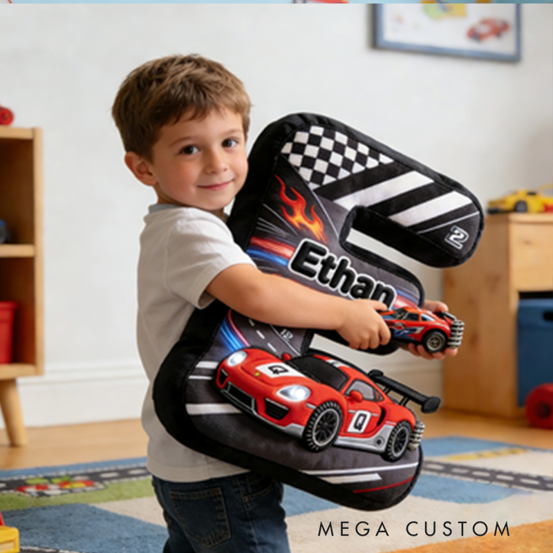 Personalized Racing Car Letter Pillow a Gift for Baby Children's Day Gift
