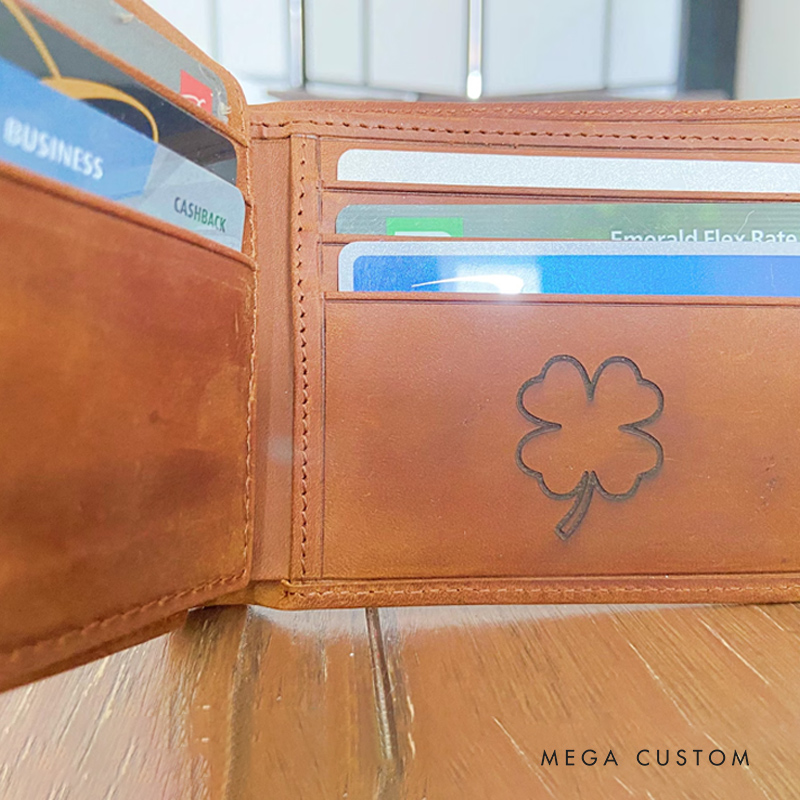 Personalized Handcrafted Leather Mens Wallet Anniversary Gift for Husband Dad
