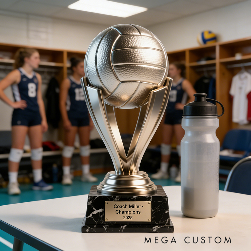 Personalized Acrylic Volleyball Coach Trophy