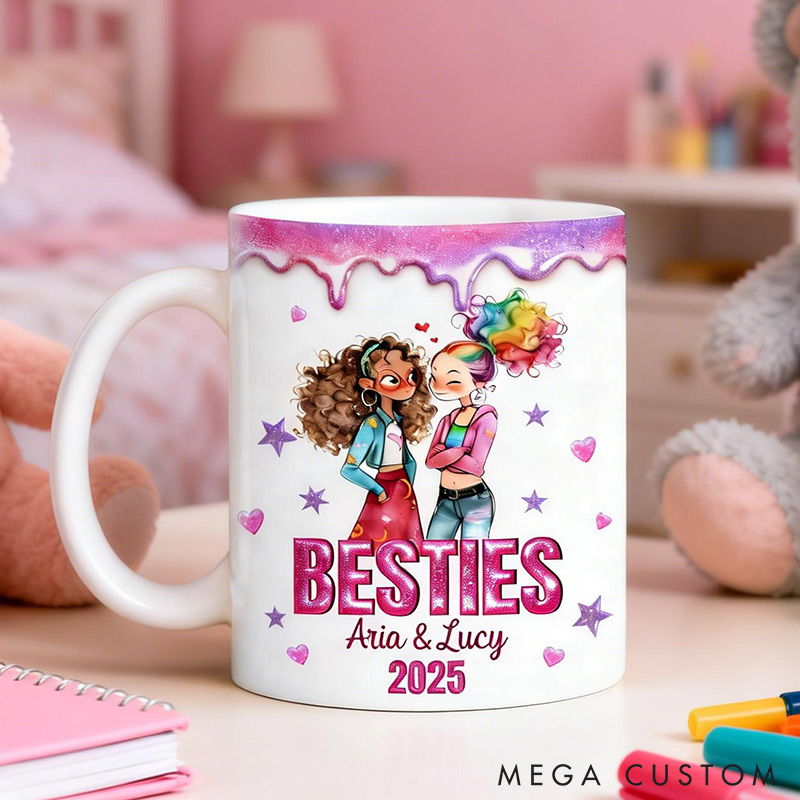 Personalized Bestie Mug with Name Unique Coffee Mug Valentine's Mug Galentine's Day Gift for Friendship Anniversary Mug for Bestie