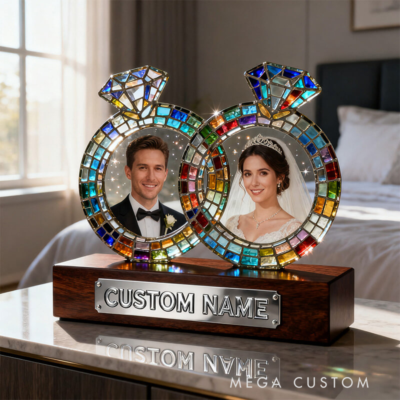 Personalized Painted Glass Diamond Ring Photo Ornament the Perfect Valentine's Day Gift