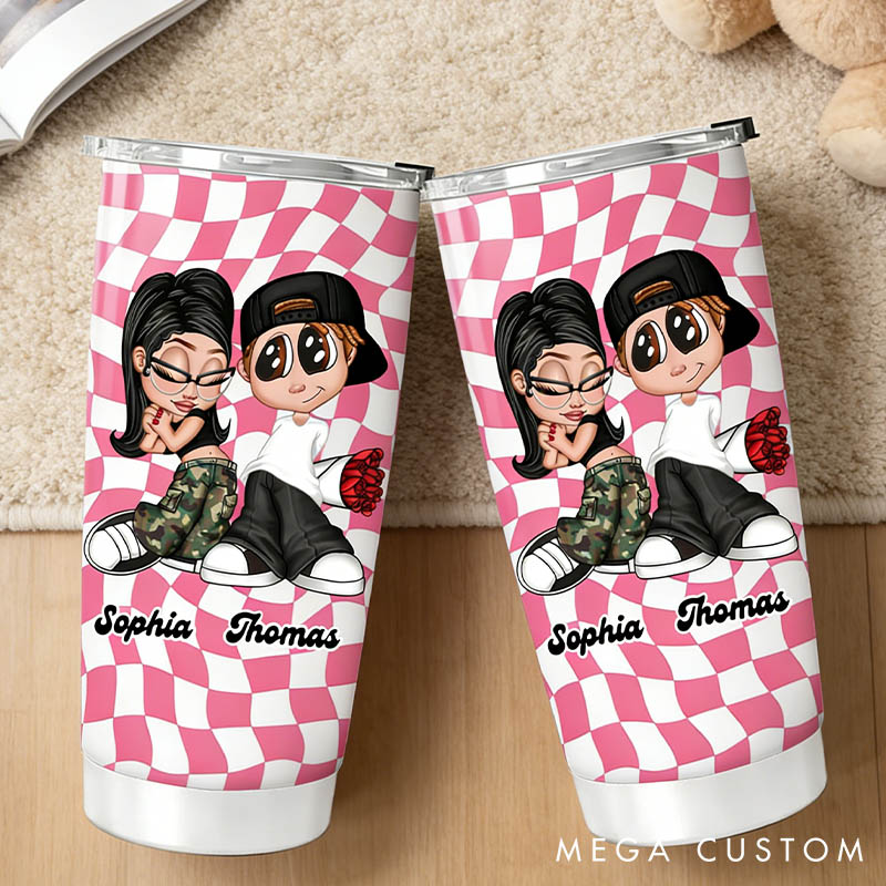 Personalized Cartoon Couple Tumbler Funny y2k Couple Tumbler Gift Couple Valentines Gift for Him Her Anniversary 