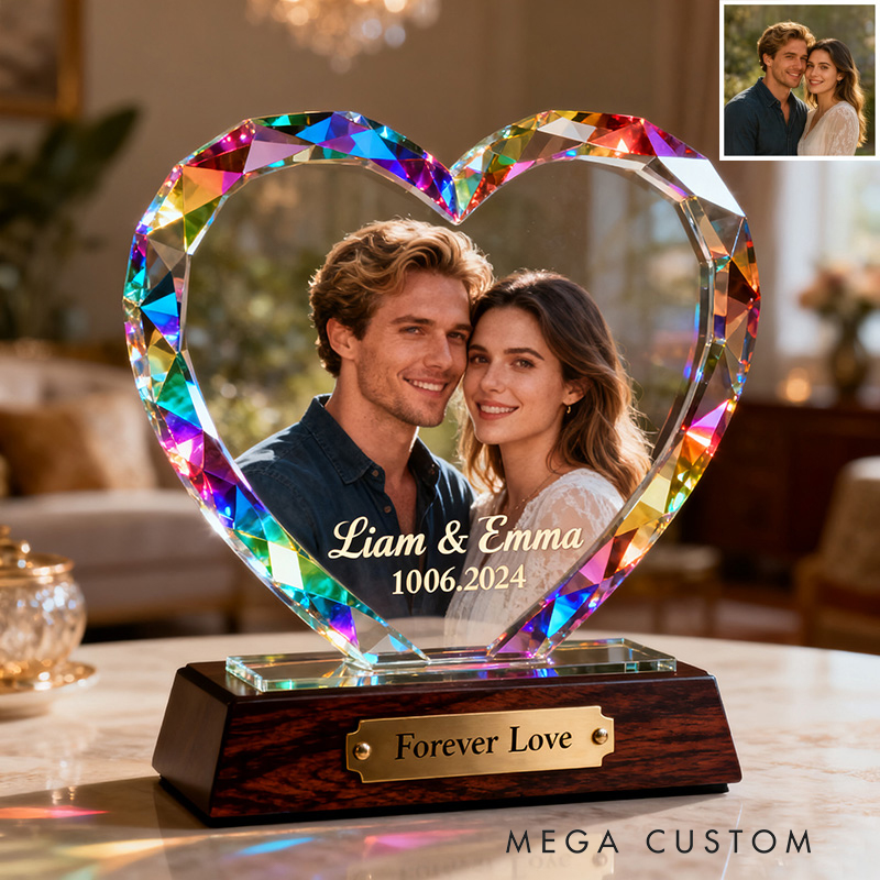 Personalized Couple Heart Stained Glass Ornament the Perfect Valentine's Day Gift
