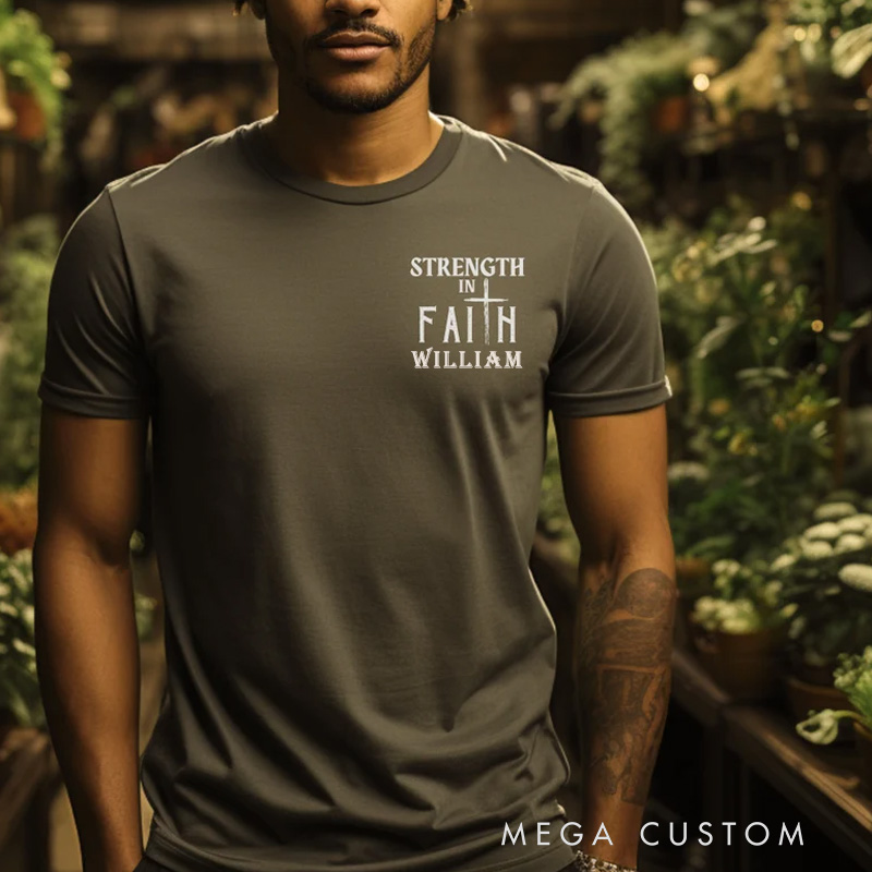 Personalized Gym Classic T-Shirt Strength Faith Based Christ Gift Ideas for Fitness Enthusiasts Bodybuilders and Gym Lovers