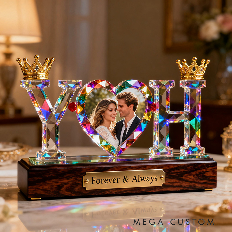 Personalized Couple Photo Heart Shaped Stained Glass Ornament the Perfect Valentine's Day Gift