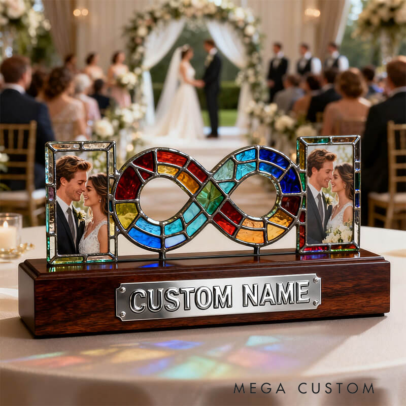 Personalized Infinity Symbol Stained Glass Photo Ornament the Perfect Valentine's Day Gift