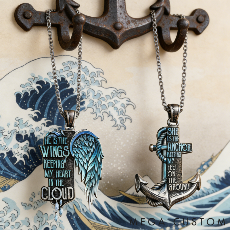 Personalized Vintage Matching Necklaces Custom Message Express Love Romantic Holiday Gift for Couples