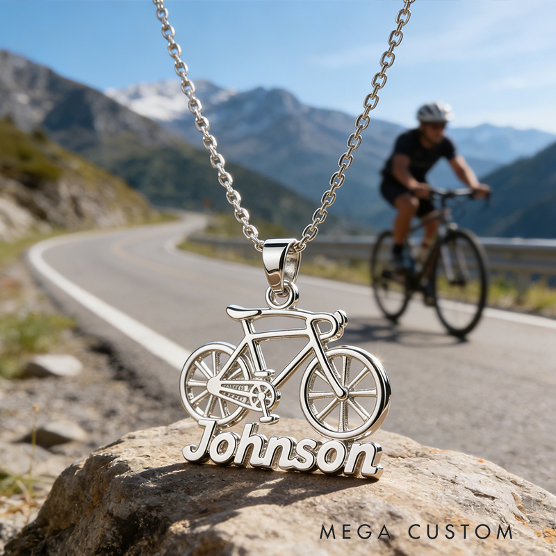 Personalized Bicycle Necklace the Perfect Gift for Biking Lovers