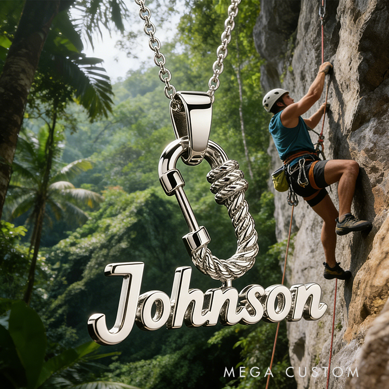 Personalized Climbing Carabiner Name Necklace the Perfect Gift for Mountaineering Lovers