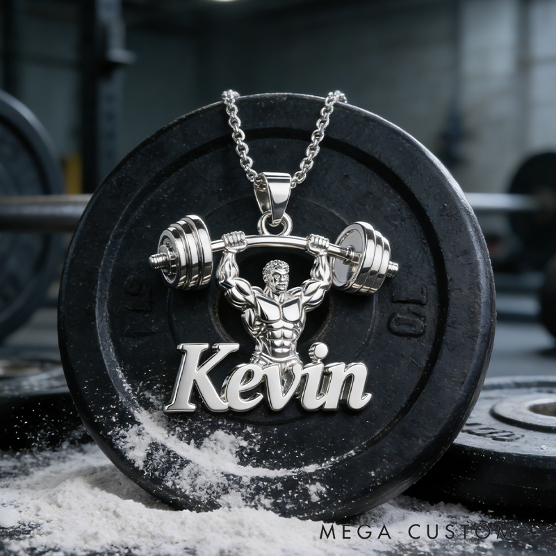 Personalized Weightlifting Name Necklace the Perfect Gift for Weightlifting Lovers