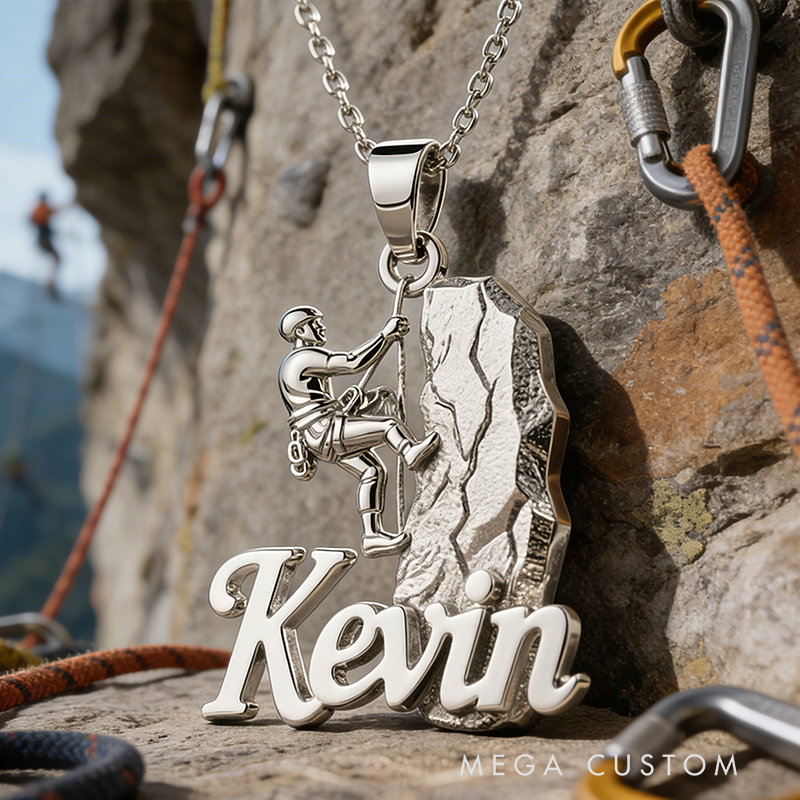 Personalized Rock Climbing Name Necklace the Perfect Gift for Climbing Lovers