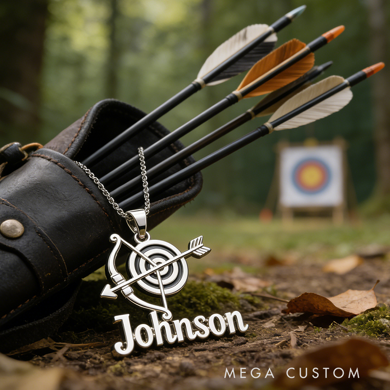 Personalized Archery Name Necklace the Perfect Gift for Archery Lovers