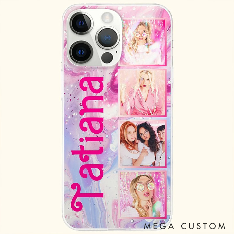 Personalized Bestie Custom Photo Colorful Style Phone Case Valentines Gift for Friendship Galentines Gift for Beaties