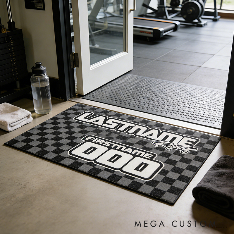 Personalized Racing Gifts Custom Name and Number Outdoor Rug Motocross Dirt Bike MX Camper Mat Racing Garage Door Mat