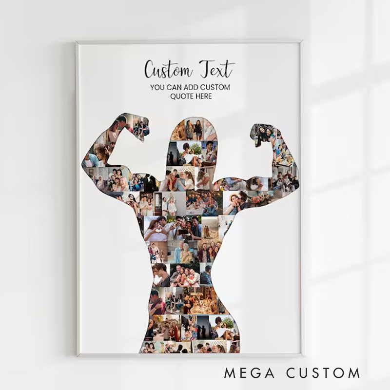 Personalized Female Body Builder Gift Woman Bodybuilder Photo Collage Bodybuilding Coach Gift for Gym Lover